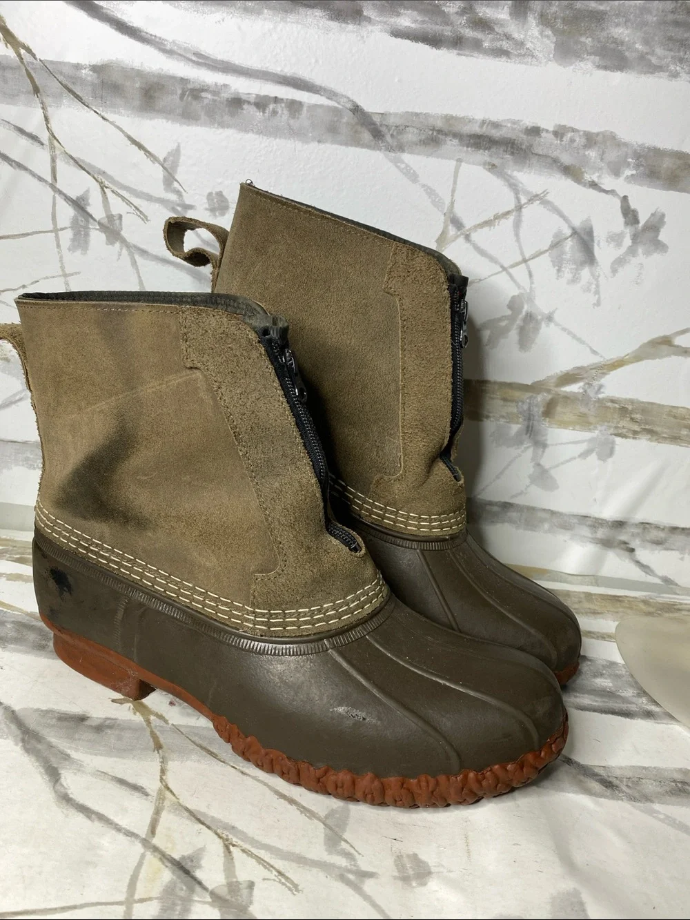 LL Bean Front Zip Flannel Lined Bean Boots
